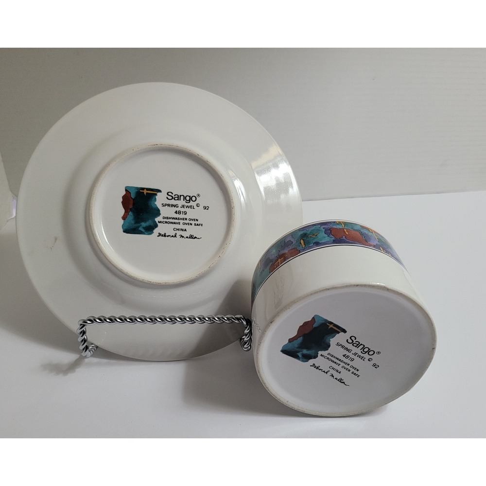 Flat Cup, & Saucer, Spring Jewel Collection, by Sango, Mug, and Plate Set - Picture 3 of 9